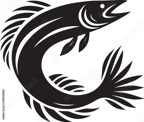 Black Fish Silhouette Vector – Iconic Logo Design for Marine and Fishing Themes