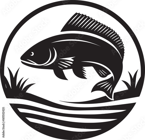 Black Fish Silhouette Vector – Iconic Logo Design for Marine and Fishing Themes