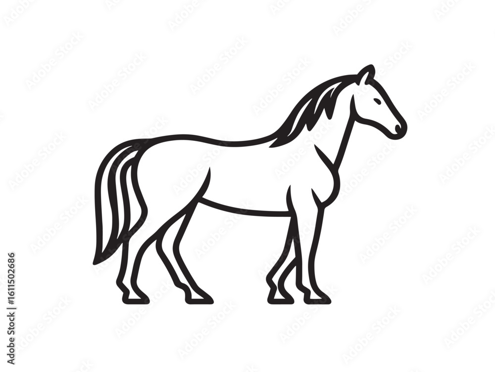 Obraz premium Graceful 2D horse illustration in clean vector format