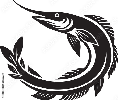 Black Fish Silhouette Vector – Iconic Logo Design for Marine and Fishing Themes