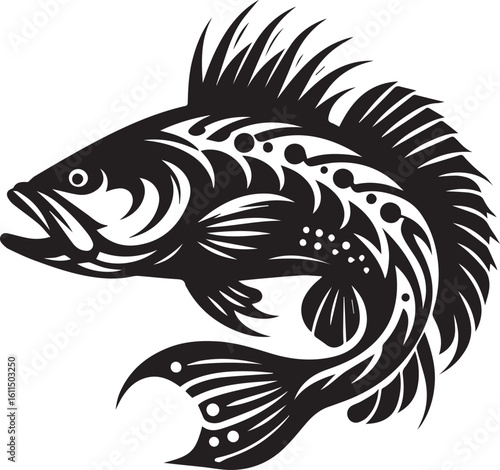 Black Fish Silhouette Vector – Iconic Logo Design for Marine and Fishing Themes