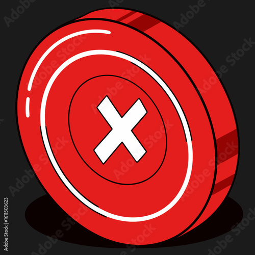 Vector art of a red button with a white cross signifies cancellation, deletion, or a negative response