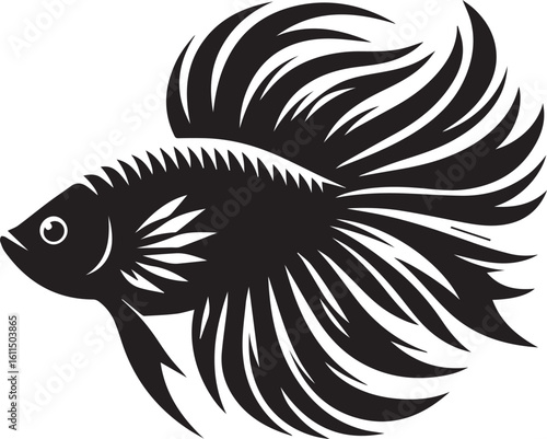 Black Fish Silhouette Vector – Iconic Logo Design for Marine and Fishing Themes