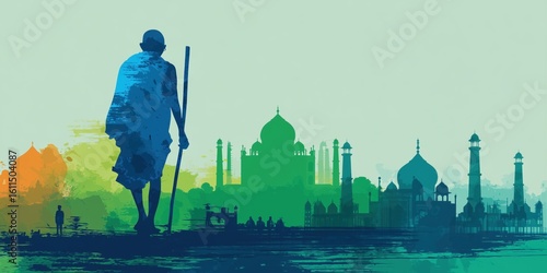 Illustration of poster for gandhi jayanti.