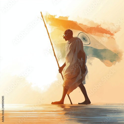 Gandhi jayanti watercolor poster illustration.
