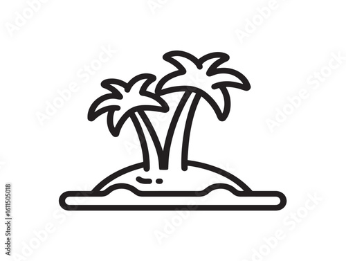 Tropical getaway island icon in clean design