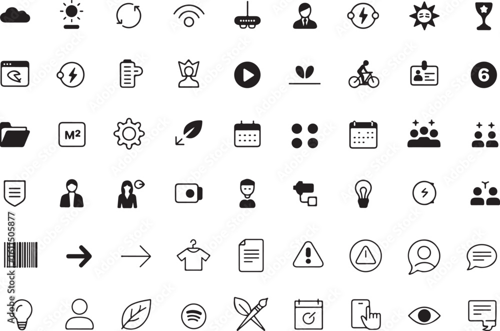 Fototapeta premium Diverse Iconography Set Featuring Business, Nature, and Communication Elements for User Interface Design and Creative Projects