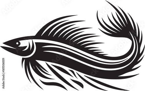 Black Fish Silhouette Vector – Iconic Logo Design for Marine and Fishing Themes