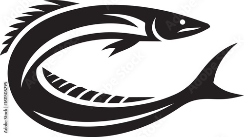 Black Fish Silhouette Vector – Iconic Logo Design for Marine and Fishing Themes