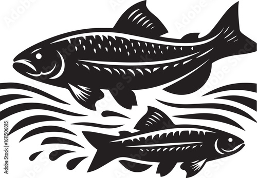 Black Fish Silhouette Vector – Iconic Logo Design for Marine and Fishing Themes