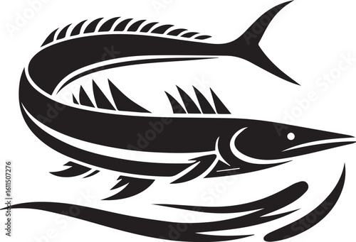 Black Fish Silhouette Vector – Iconic Logo Design for Marine and Fishing Themes