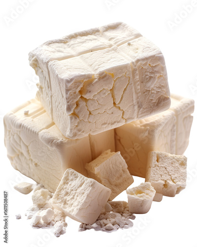 Creamy White Cheese Cubes Stacked Delicious Dairy Product