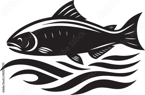Black Fish Silhouette Vector – Iconic Logo Design for Marine and Fishing Themes