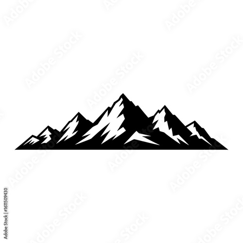 mountain range silhouette vector with jagged peaks