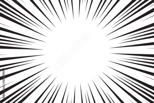 Manga comic explosion, motion or movement effect, vector background. Manga anime cartoon radial speed lines and abstract pattern for comic book burst, flash ray or explode bang action