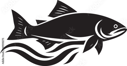 Black Fish Silhouette Vector – Iconic Logo Design for Marine and Fishing Themes