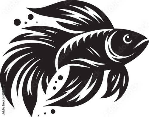 Black Fish Silhouette Vector – Iconic Logo Design for Marine and Fishing Themes