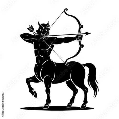 silhouette of a centaur with a bow and arrow
