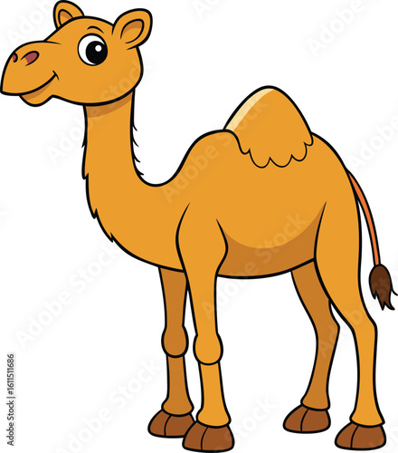 Cute cartoon camel with one hump on white background new 2025 trendy clipart