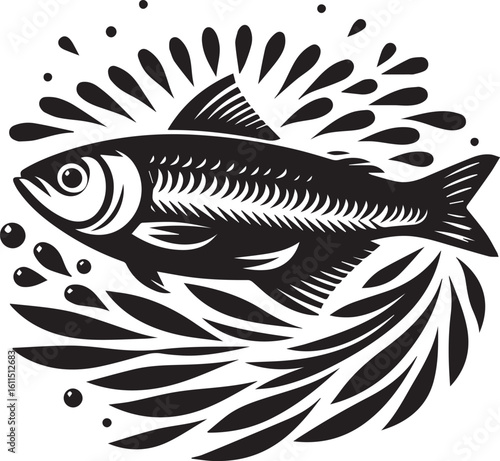 Black Fish Silhouette Vector – Iconic Logo Design for Marine and Fishing Themes