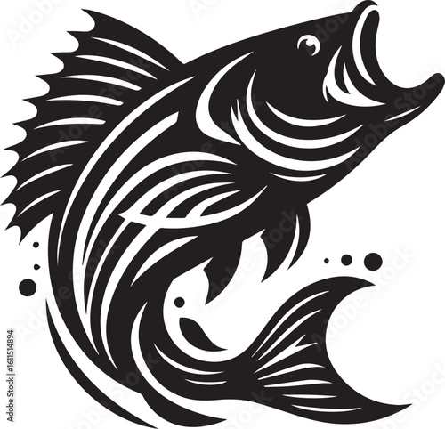 Black Fish Silhouette Vector – Iconic Logo Design for Marine and Fishing Themes