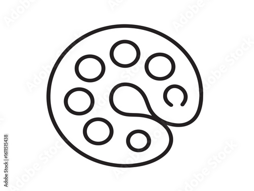 Modern painting palette outline in elegant 2D design