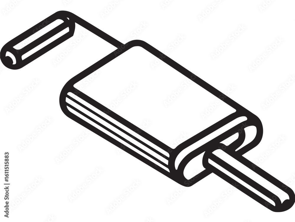 Professional paint roller outline in clean icon art Professional paint roller outline in clean icon art