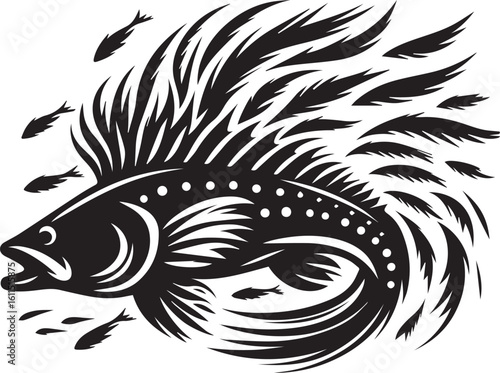 Black Fish Silhouette Vector – Iconic Logo Design for Marine and Fishing Themes