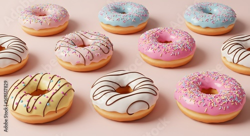 Wallpaper Mural Colorful Assortment of Donuts on Pink Background - Sweet Treats Torontodigital.ca