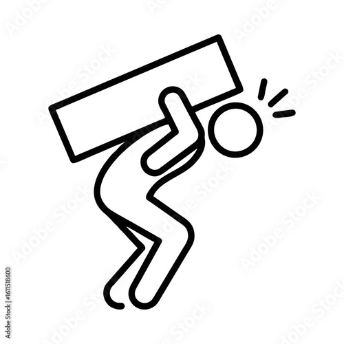 Weight carrying icon symbol,  vector icon carrying box on his back of isolated on white background