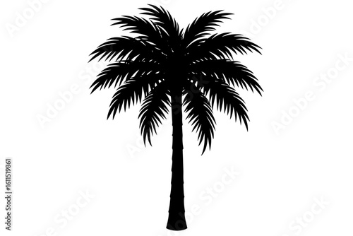 A vibrant vector illustration captures the essence of a tropical island paradise with a lone palm tree silhouetted against the summer sky, inviting thoughts of beach vacations