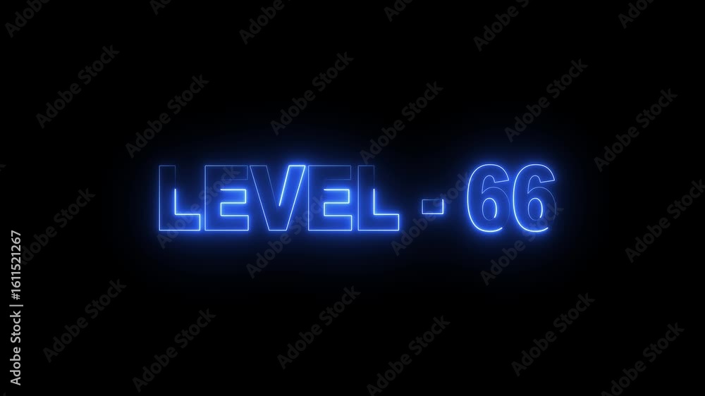 level 66 neon bright text font colorful 4k video animation. Neon level up sign and upper Level . next Level text screen display animation. level 66 neon bright text font colorful 4k video animation. Neon level up sign and upper Level . next Level text screen display animation.