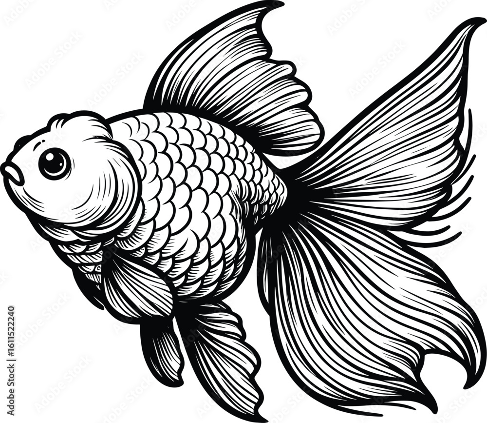 Fototapeta premium Cartoon Goldfish Clip Art Kawaii Animal Vector illustration