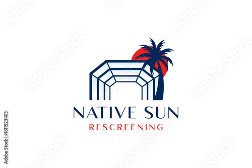 Native Sun Pool Enclosure Logo with Palm Tree