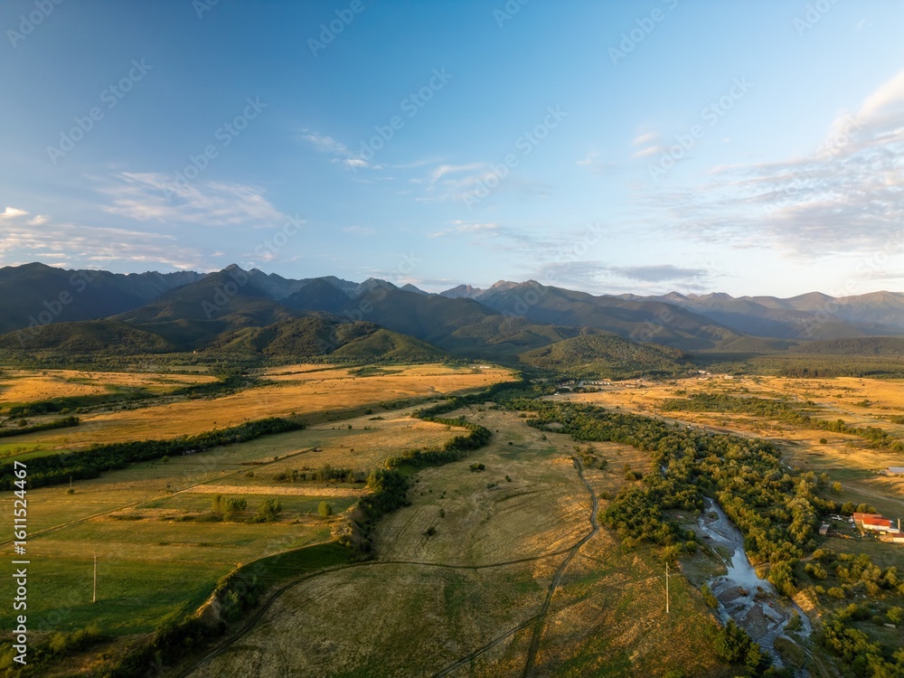Fototapeta premium Aerial Morning View of the Northern Entrance of the Transfagarasan highway.