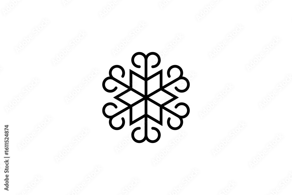 Geometric Snowflake Line Art Design Geometric Snowflake Line Art Design