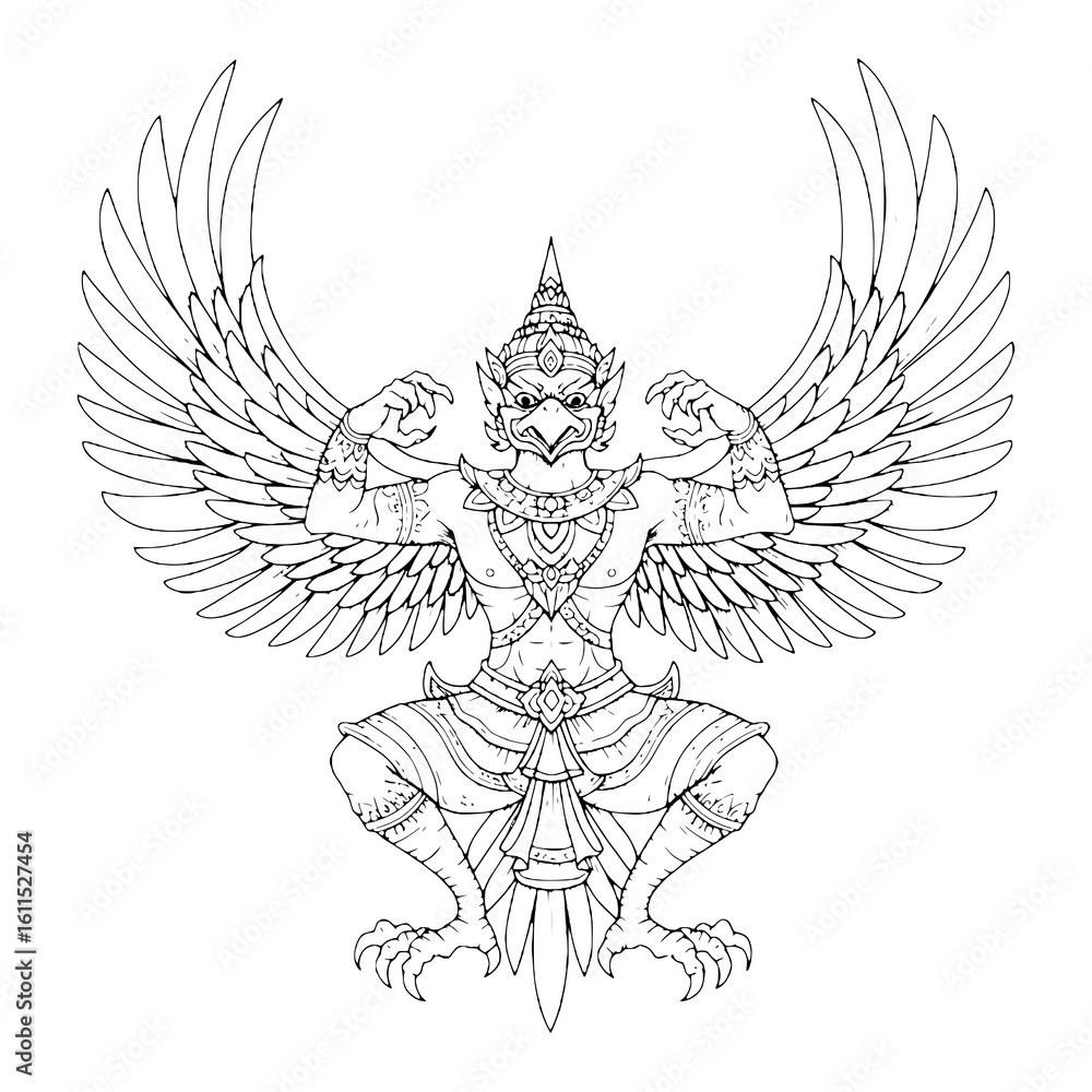 Obraz premium Garuda Black Line vector art