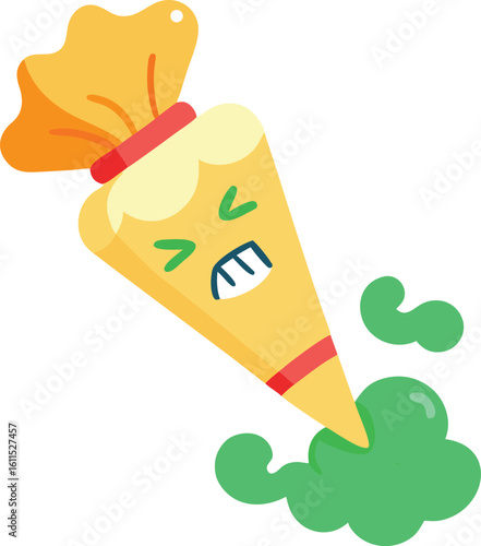 Cartoon frosting bag with green frosting baking cream