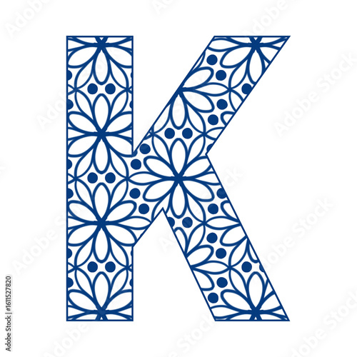 Letters A-Z in a blue leaf pattern, bright and cheerful, indicating the start of a new day. Illustration.