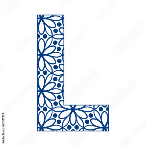 Letters A-Z in a blue leaf pattern, bright and cheerful, indicating the start of a new day. Illustration.