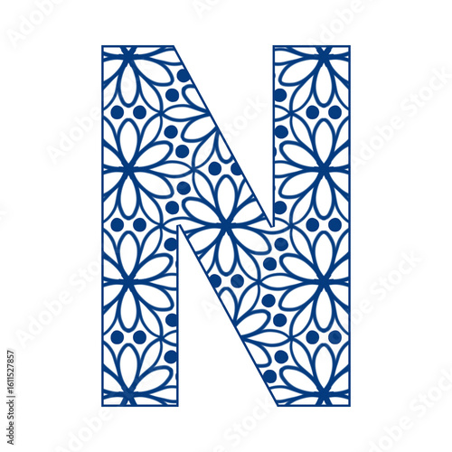 Letters A-Z in a blue leaf pattern, bright and cheerful, indicating the start of a new day. Illustration.
