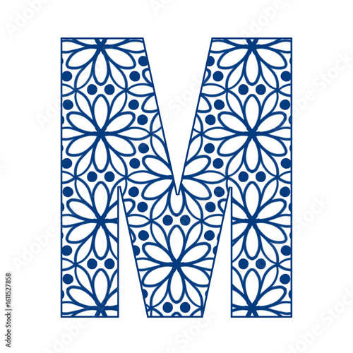Letters A-Z in a blue leaf pattern, bright and cheerful, indicating the start of a new day. Illustration.
