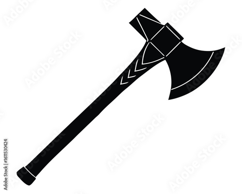 A black axe is isolated on a white background Ai Generated