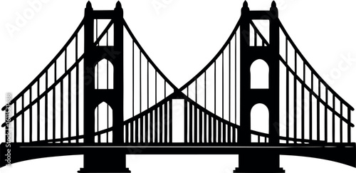 golden gate bridge black symbol, golden gate bridge silhouette vector illustration,