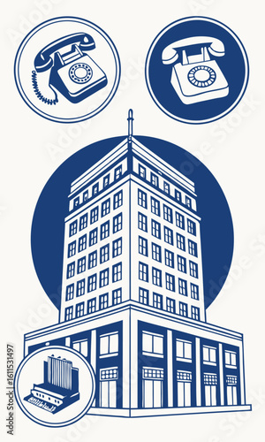 Vintage office building illustration