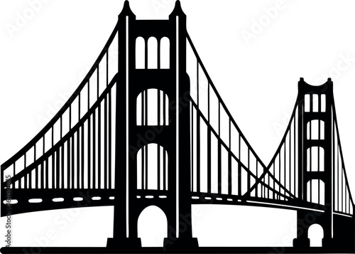 golden gate bridge silhouette vector illustration, golden gate bridge black symbol