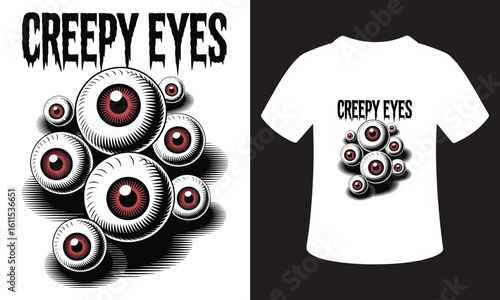 Creepy eyes graphic design for t shirt printing and apparel