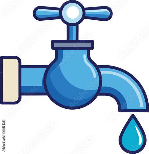 Vector illustration of a water tap with a water drop 
