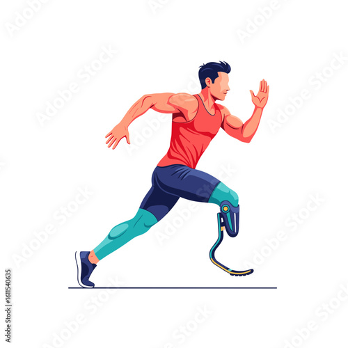 Paralympic Athlete Running with Prosthetic Leg
