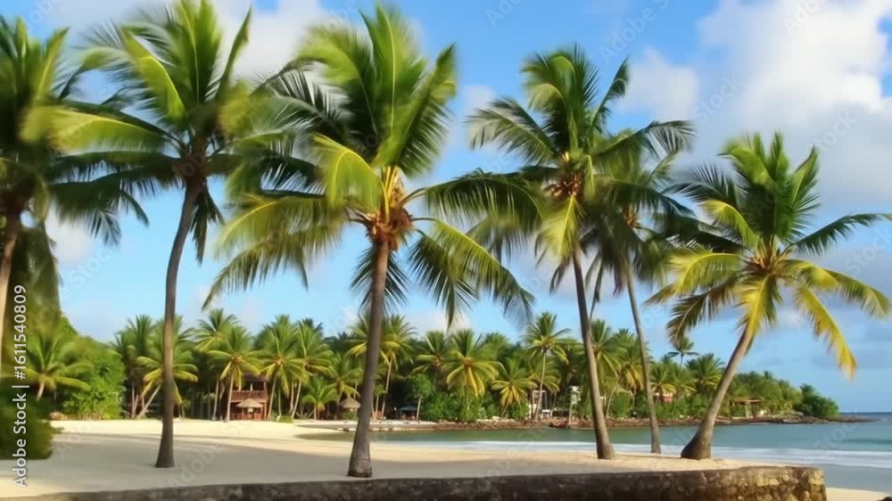Tropical Paradise Beach: Stunning Views of Palm Trees and White Sand Tropical Paradise Beach: Stunning Views of Palm Trees and White Sand